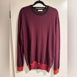 NWOT Etro Burgundy Crewneck Sweater with Red Trim XL